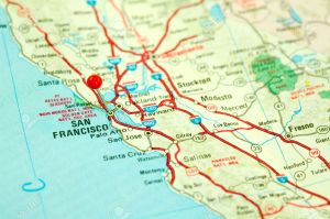 2405067-Map-of-San-Francisco-Bay-Area-with-Red-Pin-in-City-Stock-Photo
